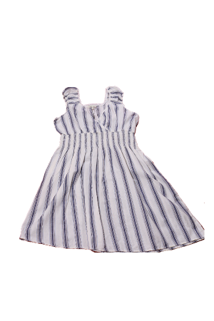 White and Grey Sleeveless Striped Dress