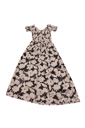 Beige and Black Floral Dress