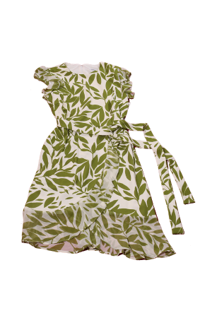 White and Green Leaf Dress