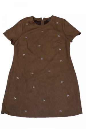 City Triangles Brown Suede-Feel Mini Dress