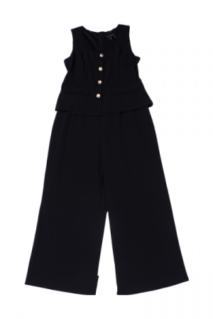 Enfocus Studio Black Wide-Leg Tuxedo-Style Jumpsuit