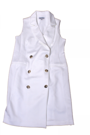 Shelby & Palmer White Tailored Tuxedo Dress